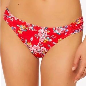 New with tags bikini bottom. Jessica Simpson. Hipster. Red floral. Size L
